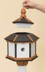 3 Room Hexagon Birdhouse Large Amish Handmade Green Cedar   White Poly Bird Home