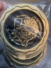 Vintage Texas State Round Metal Souvenir Coasters Ashtrays Black Gold 3 5  Set 4