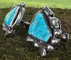 Vintage Fred Thompson Navajo Sterling Silver    8 Turquoise Earrings Tobe Turpen