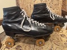 Vintage Chicago Hyde Roller Skates Black Leather Size 12 With Fomac Wheels 