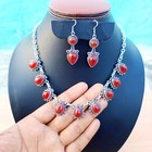 Carnelian Gemstone Jewelry Sets 925 Sterling Silver Handmade Necklace Earrings