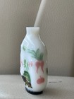 Antique Chinese Snuff Bottle Yangzhou School Aubergine Overlay White With Stand