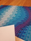 Awesome Rare Vintage Mid Century Retro 70s Blue Purp Op Art Vasarely Fabric  Wow