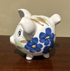 Vintage Ceramic Piggy Bank Hand Painted - 5 1 2  Long  4 1 2  Tall