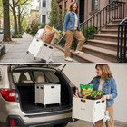Viviendo 65l Foldable Shopping Trolley Collapsible Utility Cart W  Climbing Whee