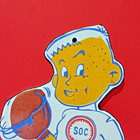 Vintage Soc Credit Cards Boxing Gloves Boy Porcelain Enamel Sign 10  X 5 