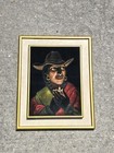 Vintage Mexican Folk Art Oil Paintings On Velvet  2  Framed  Signed Tourist Art