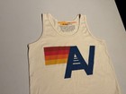Aviator Nation Shirt Kids 10 Beige Big Logo Print Tank Top Tee Cotton Beach Usa