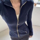 Brand New Lulule Mon Define Jacket Nulu Sport Luon Gold Zip Rare Navy Size 2-12