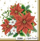  2280  Two Paper Luncheon Decoupage Art Craft Napkins - Poinsettia Christmas