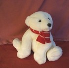 Russ Berrie White Bear With Red Scarf Caress Soft Pets Plush Animal 8 5 
