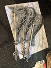 Vintage Victorian Art Deco Nouveau Set Of 3 Swing Arm Curtain Rods Metal Black