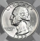 1955-d  25c Washington Silver Quarter  denver Mint  Ngc Ms65  8343474-081