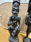 Vintage Hand Carved African Wooden Tribal Statue Pair 10 -12 In