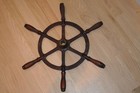Vintage Antique Solid Brass Ship Boat Wheel Six 6 Spoke Handles Nautical Marine 