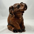 1930s Chalkware Elephant Coin Bank     Carnival-era Folk Art  Marked Base