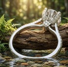 Engagement Ring Round Cut Solitaire Silver Tone Pave Band Bridal Wedding Jewelry