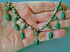 Beautiful Southwestern Native American Malachite Sterling Silver Bead Necklace