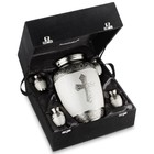 Set Of 5 Cross Cremation Urns For Human Ashes  1 Brass Adult  4 Keepsake - White
