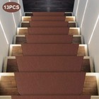 Set Of 13 Stair Treads Indoor Non Slip Skid Mats Pads Carpet Rugs Brown
