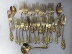65pcs Vintage Gold Plated Baroque Godinger Flatware Set Full Box Service For 12