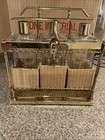 Vtg  Tantalus Brass Decanter Set Mid Century Modern Bar Caddy Never Unwrapped
