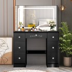 Large Vanity Set Led Hollywood Makeup Mirror Vanity Table Black Dressing Table