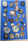 Lg Lot  Antique Victorian Vintage Mop Pearl Smokey Grey Buttons Carved-shapes