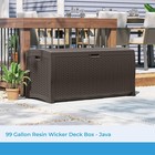 Dbw9200 99 Gallon Outdoor Wicker Plastic Patio Storage Chest Bin With Handles   