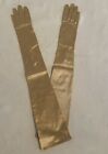 Vtg Kay Fuchs Gold Stretch Satin Opera Gloves 22    3 Button Rhinestone Size M