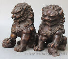 Antique Fengshui Bronze Guardian Fu Foo Dogs Lion Door Leo Statues Lions Pair