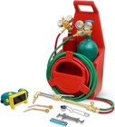 Hvac Welding Cutting Torch Kit W  Oxygen Acetylene Tanks Regulators Tote   Hoses