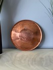 Vtg 1940 s Turkish Copper Etched Artisan Hand Made Tray    Wall Decor  11 1 4 