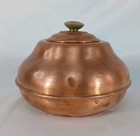 Vintage Spartan Copper Bed Warmer With Lid     Heavy Wear     Rustic Display