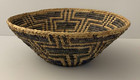Vintage Hand Crafted Woven Coil Basket Geometric Design Braided Edge Decor 16  W