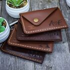 Compact Cards Holder Wallet Front Pocket Snap Leather Wallet Case Gift Engraving