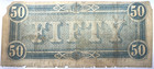 1863  50 Csa Confederate States Of America Currency Note Well Circulated   Ug2