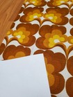 Awesome Rare Vintage Mid Century Retro 70s 60s Yel Tan Curly Floral Fabric  Look