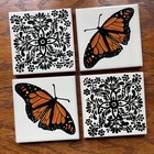Monarch Butterfly Decorative Talavera Tile Coasters Folk Art Clay Pottery Mexico