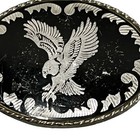 Eagle Vintage Belt Buckle Silver And Black Usa Made Freedom Strength