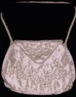 Godey   s 1861 Hand-beaded Reproduction Reticule-cream Satin W crystal Beads-new