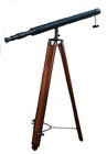 Antique Vintage-style Brass Telescope Reproduction With Adjustable Wooden Tripod