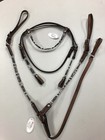 Riata Leather Headstall   Breast Collar Set With Bone Beads 