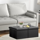 Black-leather Footrest Ottoman Bench With Storage 34inch Black Leather Footstool