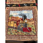 Vintage Steam Engine Locomotive Train Quilted Throw Blanket 48x40 Railroad Theme