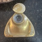 Antique Art Deco Brass Inkwell With Glass Insert -  Nice Untouched Patina
