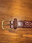Vtg 80-90s Polo Ralph Lauren Brown Braided Woven Leather Belt 38 Brass Buckle