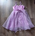 Girls Lilac Purple A Line Sweetheart Organza Ankle Length Sleevelessdress Sz 14 