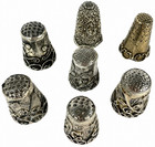 Sterling Silver Mexico Scroll Floral Vintage 925 Thimble Ornate Design 7 Pc Lot