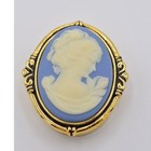 Estee Lauder Empty Compact Solid Perfume Enamel Gold Cameo Gold Sky Blue Rare